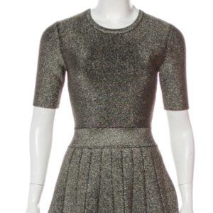 A.L.C. $595 Crew Neck Mini Gold Shiny Classy Dress